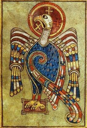 Reproduction of the Book of Kells depiction of St. John as an eagle